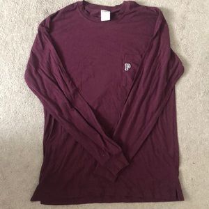 Burgundy long sleeve T-shirt